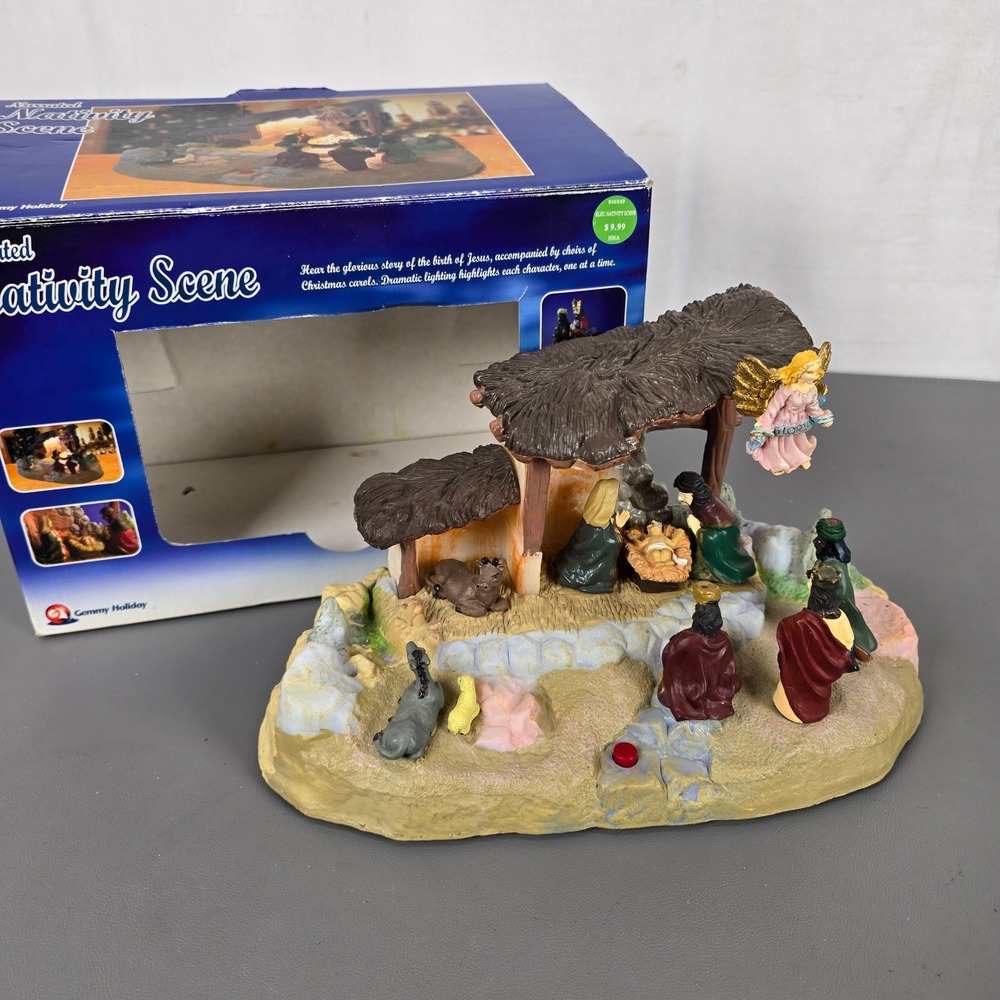 Gemmy Holiday Animated Nativity Scene Lighted Musical Christmas Tabletop Decor
